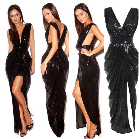 House of CB London Sequin Dress Small Black